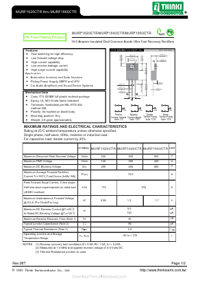 MURF1620CTR Datasheet PDF Thinki Semiconductor Co., Ltd.