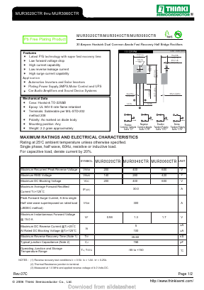 MUR3060CTR Datasheet PDF Thinki Semiconductor Co., Ltd.