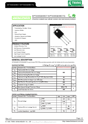 APT60DQ60BCT Datasheet PDF Thinki Semiconductor Co., Ltd.