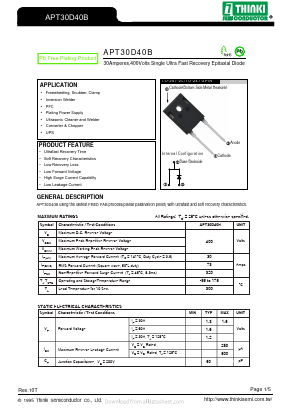 APT30D40B Datasheet PDF Thinki Semiconductor Co., Ltd.