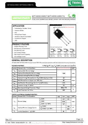 APT40DQ100BCT Datasheet PDF Thinki Semiconductor Co., Ltd.