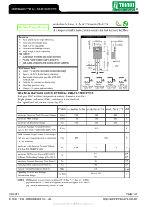 MUR1620FCTR Datasheet PDF Thinki Semiconductor Co., Ltd.