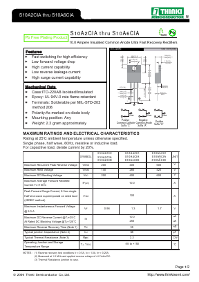 S10A2CIA Datasheet PDF Thinki Semiconductor Co., Ltd.