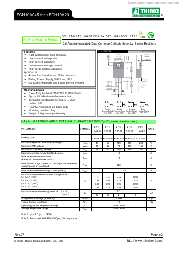 FCH10A045 Datasheet PDF Thinki Semiconductor Co., Ltd.