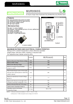 MUR3060G Datasheet PDF Thinki Semiconductor Co., Ltd.