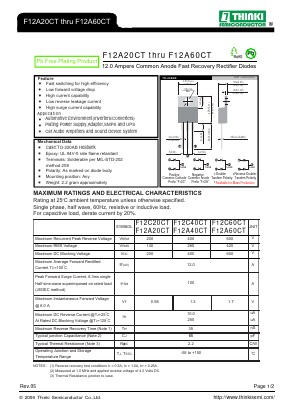 F12A60CT Datasheet PDF Thinki Semiconductor Co., Ltd.