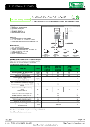 F12C60D Datasheet PDF Thinki Semiconductor Co., Ltd.