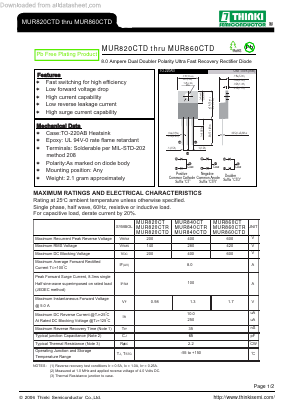MUR820CTD Datasheet PDF Thinki Semiconductor Co., Ltd.