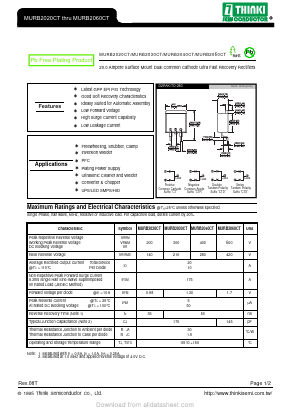 MURB2040CT Datasheet PDF Thinki Semiconductor Co., Ltd.