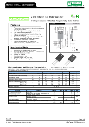 MBRF2040CT Datasheet PDF Thinki Semiconductor Co., Ltd.