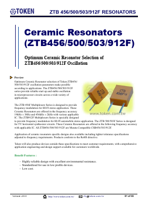 ZTB912F104 Datasheet PDF Token Electronics Industry Co., Ltd.