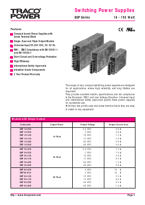 ESP18-12S Datasheet PDF TRACO Electronic AG