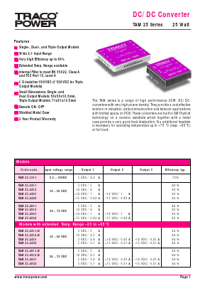 TAM25-2412 Datasheet PDF TRACO Electronic AG