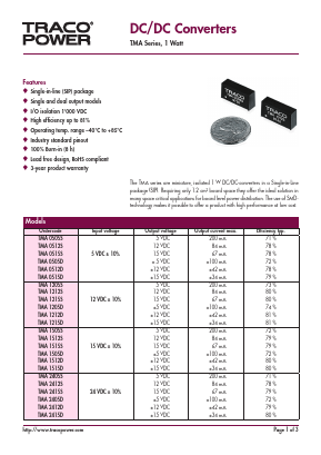TMA0515D Datasheet PDF TRACO Electronic AG