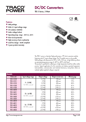 TES3 Datasheet PDF TRACO Electronic AG