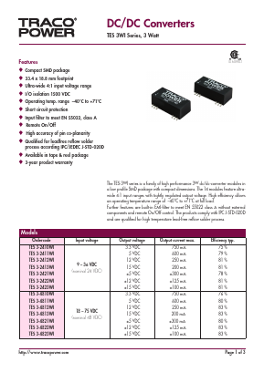 TES3-2411WI Datasheet PDF TRACO Electronic AG