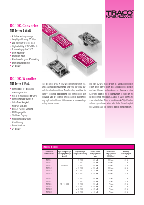 TET4822 Datasheet PDF TRACO Electronic AG