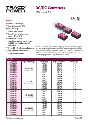 TEN3-2412 Datasheet PDF TRACO Electronic AG