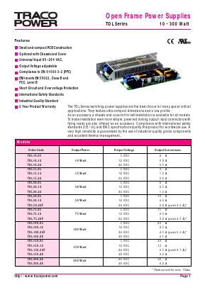 TOL15-MC Datasheet PDF TRACO Electronic AG