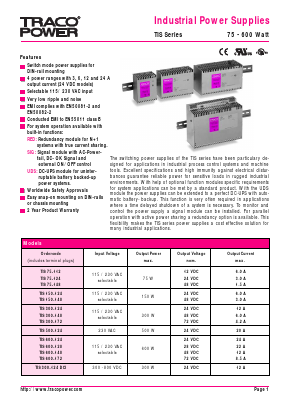 TIS150-124SIG Datasheet PDF TRACO Electronic AG