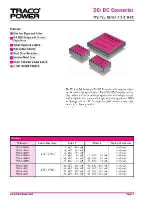 TVL05-1225 Datasheet PDF TRACO Electronic AG