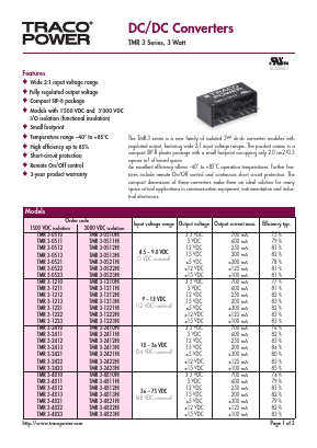 TMR3-0510 Datasheet PDF TRACO Electronic AG