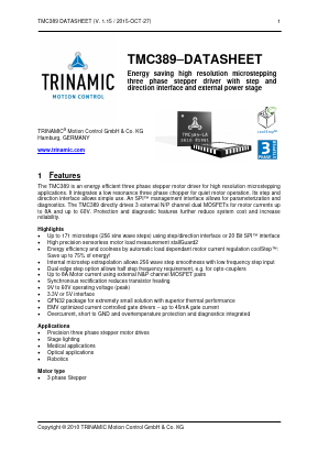 TMC389 Datasheet PDF TRINAMIC Motion Control GmbH 