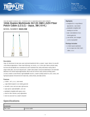 N820-03M Datasheet PDF Tripp Lite. All Rights Reserved