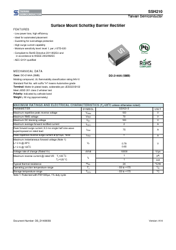 SSH210HM4 Datasheet PDF TSC Corporation