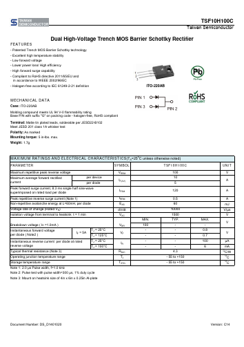 TSF10H100C Datasheet PDF TSC Corporation