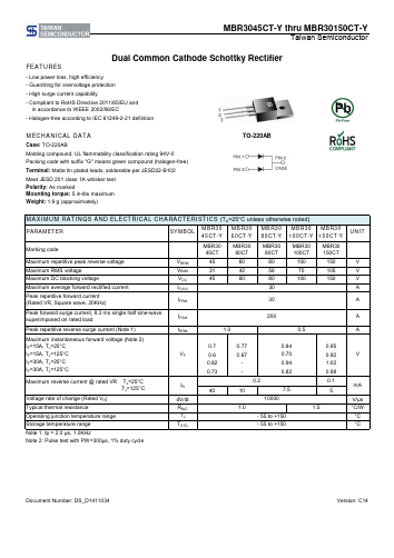 MBR30150CT-Y Datasheet PDF TSC Corporation