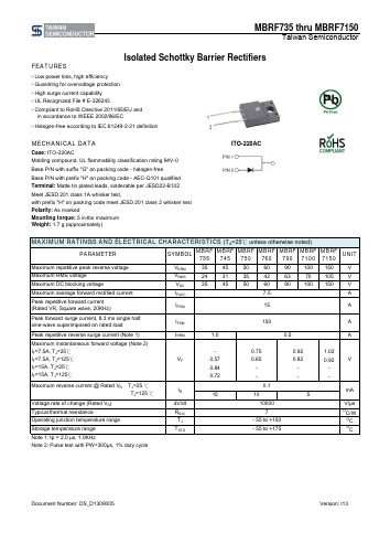 MBRF7100 Datasheet PDF TSC Corporation