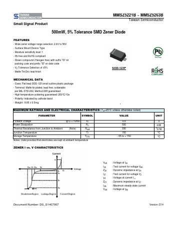 MMSZ5246BRHG Datasheet PDF TSC Corporation