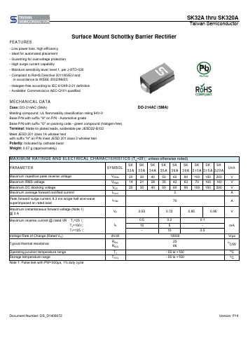 SK315A Datasheet PDF TSC Corporation