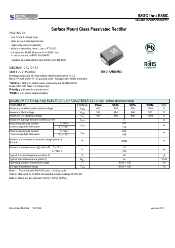 S8GCR7G Datasheet PDF TSC Corporation