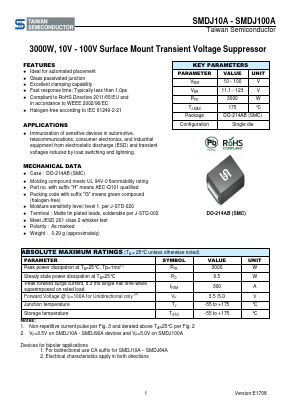 SMDJ10AHR6G Datasheet PDF TSC Corporation