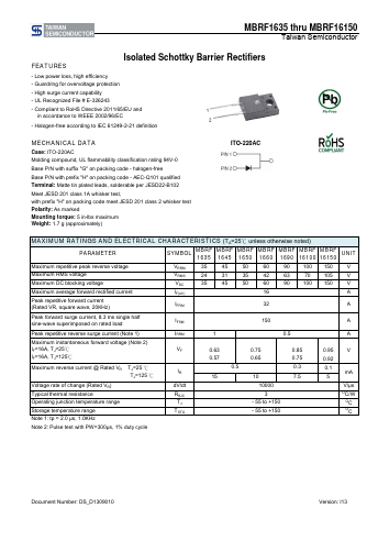 MBRF1645C0 Datasheet PDF TSC Corporation