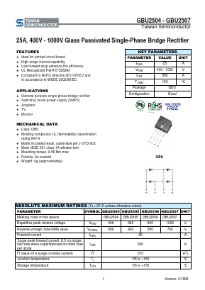 GBU2507D2 Datasheet PDF TSC Corporation