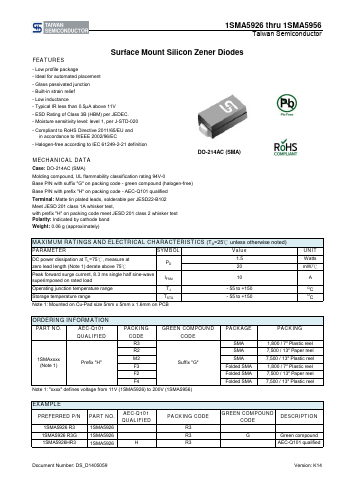 1SMA5952R3 Datasheet PDF TSC Corporation