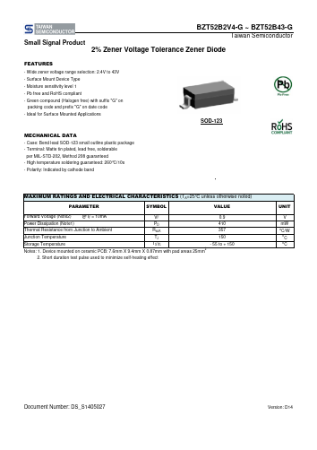 BZT52B2V4-G Datasheet PDF TSC Corporation