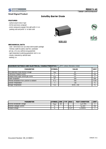 RB551V-40 Datasheet PDF TSC Corporation