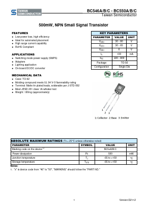 BC546C Datasheet PDF TSC Corporation