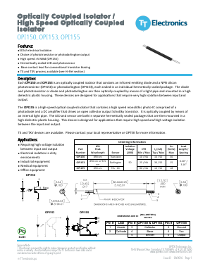 OPI150 Datasheet PDF TT Electronics.