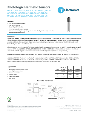 OPL800 Datasheet PDF TT Electronics.