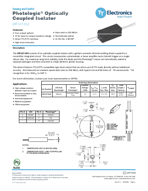 OPI127-032 Datasheet PDF TT Electronics.