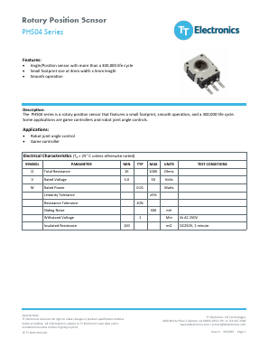 PHS04-P1BR10KE280 Datasheet PDF TT Electronics.