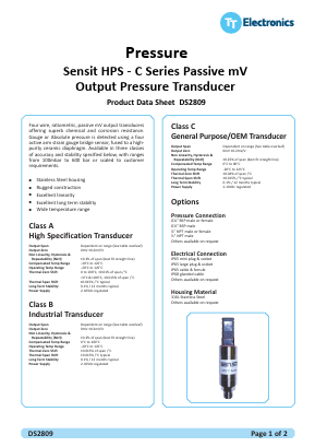 DS2809 Datasheet PDF TT Electronics.