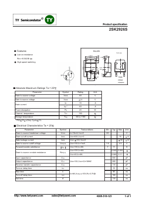 2SK2926S Datasheet PDF TY Semiconductor