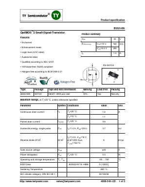 BSS316N Datasheet PDF TY Semiconductor
