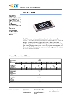 RP73PF1J309RBTDF Datasheet PDF TE Connectivity